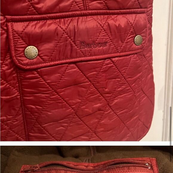 NWT Barbour Wray Gilet Deep Claret Orange Fleece Lined Quilted Vest - Picture 7 of 8